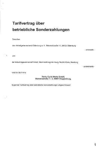Tarifvertrag über betriebliche Sonderzahlung (2008)